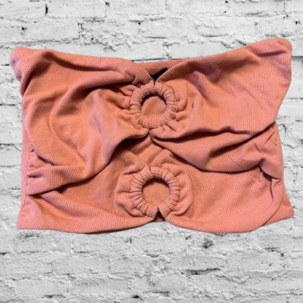 Pink double O ring Cropped Top  4203  NWT Boutique - Picture 2 of 10